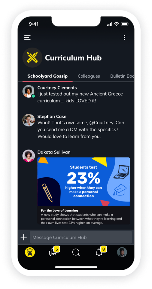 Mighty Networks - Graphics - Achievement Academy - Chat - Mobile only