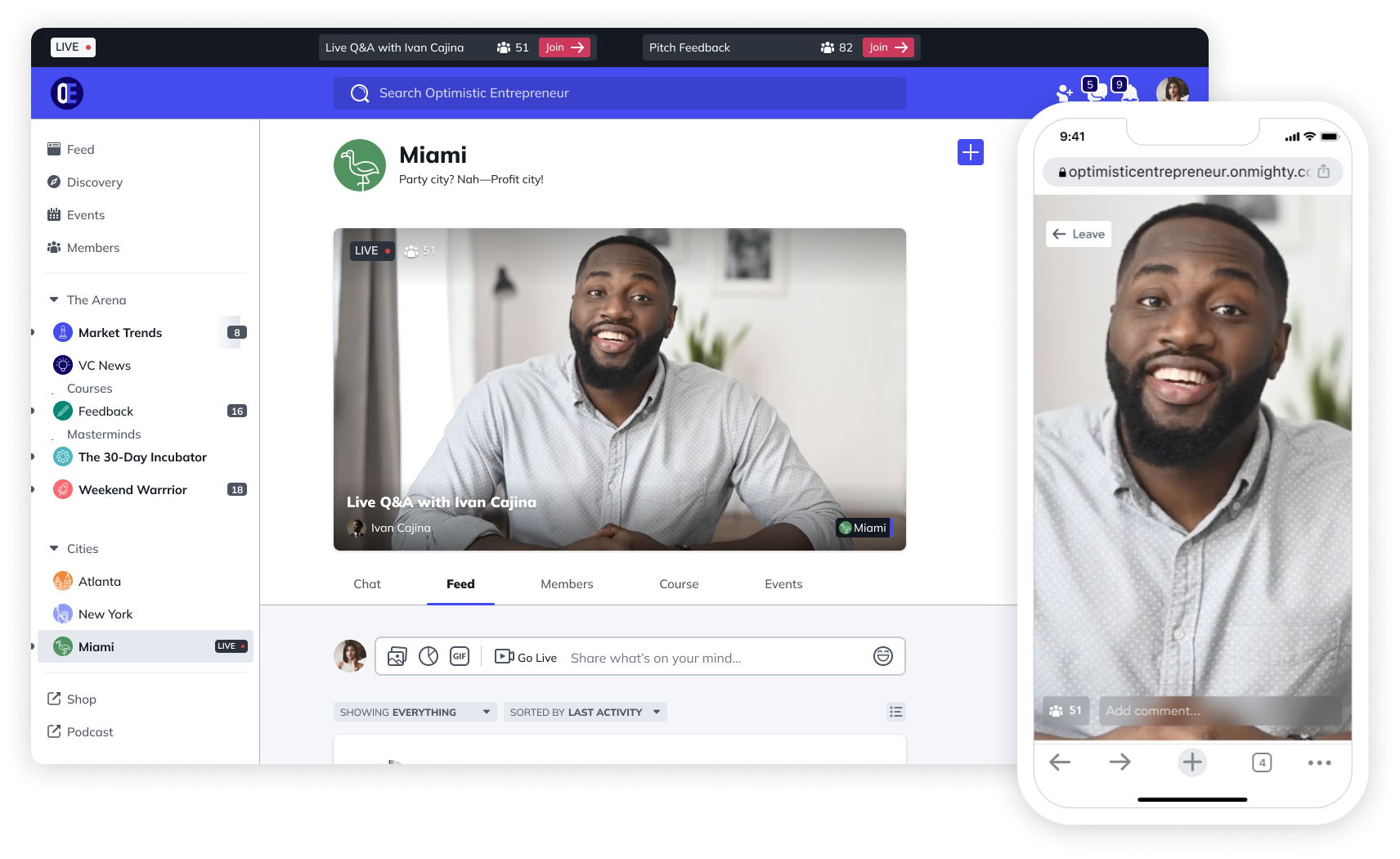 Mighty Networks - Graphics - Live Streaming - Miami
