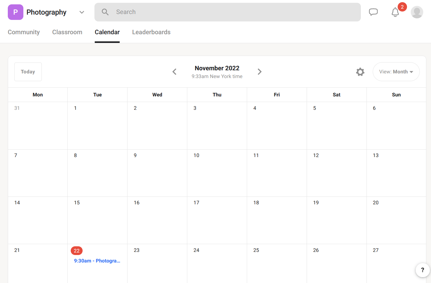 Skool - Event calendar