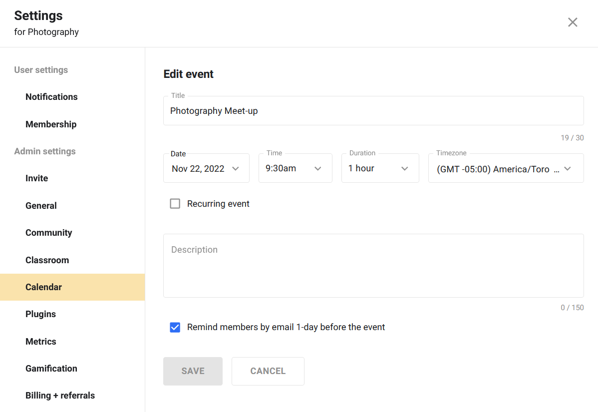 Skool - event planning